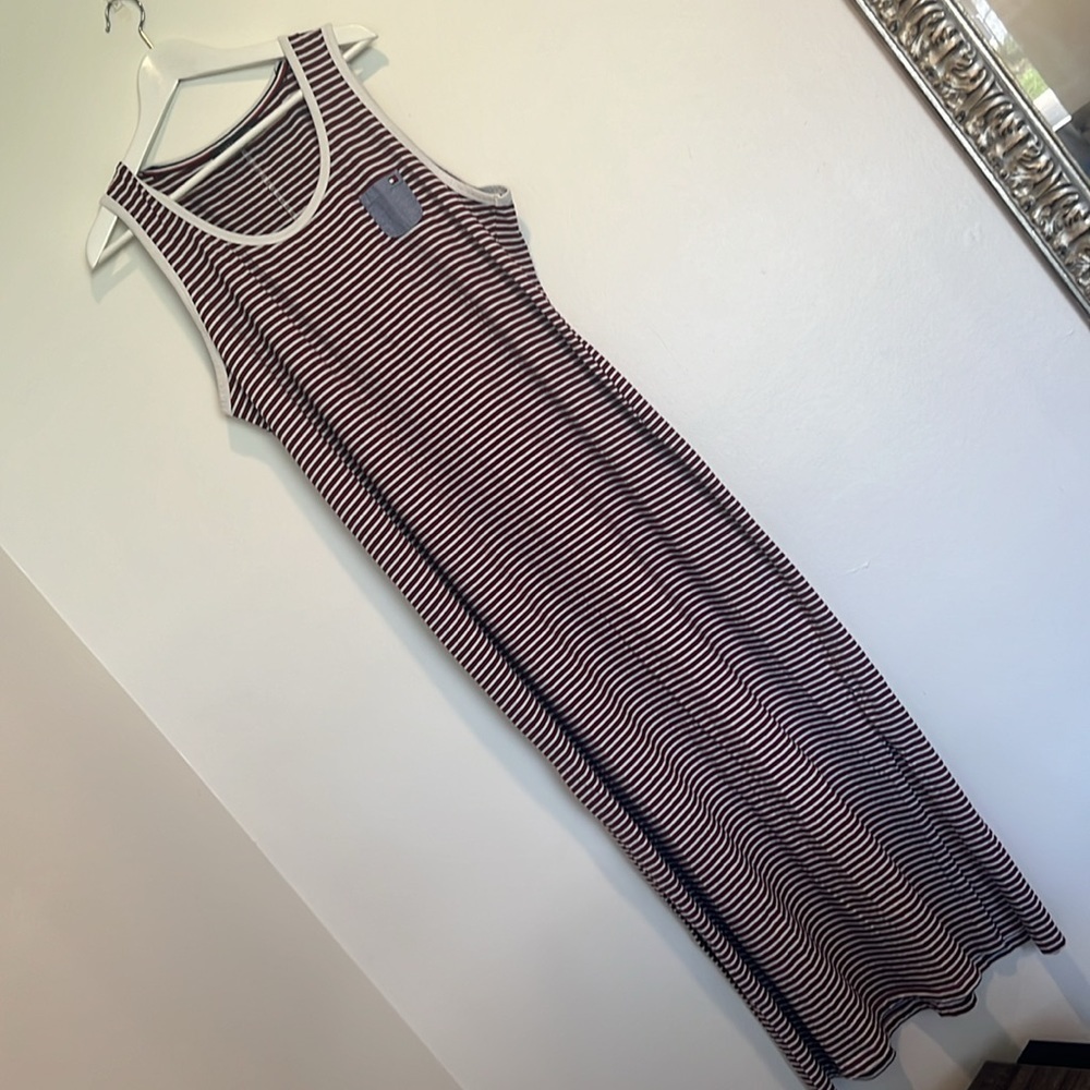 TOMMY HILFIGER Maxi Dress in Red, White and Blue Stripes Size Large